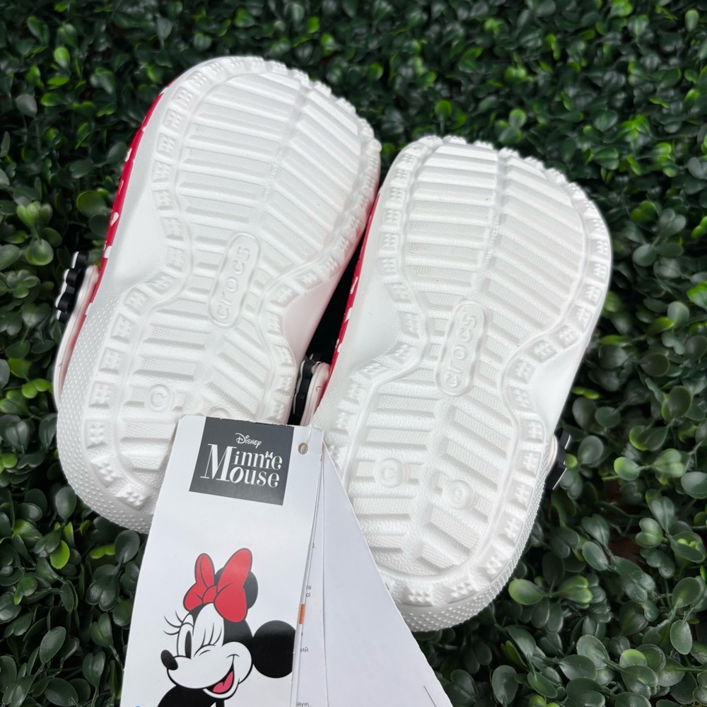 CROCS CLASSIC LINED DISNEY RED POLKA DOT MINNIE BOW SANDALS SIZE 9 KIDS - Picture 4 of 8